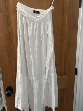 White Fox Maxi Skirt Cover up with High Slit